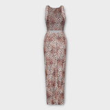 Della - Vestido maxi con estampado de leopardo y espalda al descubierto