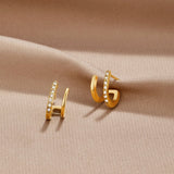 18K ゴールド & クリスタル クロー ピアス