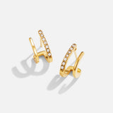 18K ゴールド & クリスタル クロー ピアス