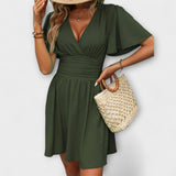 Winslet - Vestido con cintura fruncida y escote en V