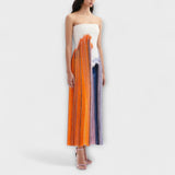 Verano - Vestido elegante con bloques de color y flecos de moda