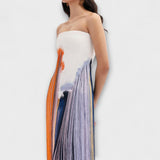 Verano - Vestido elegante con bloques de color y flecos de moda