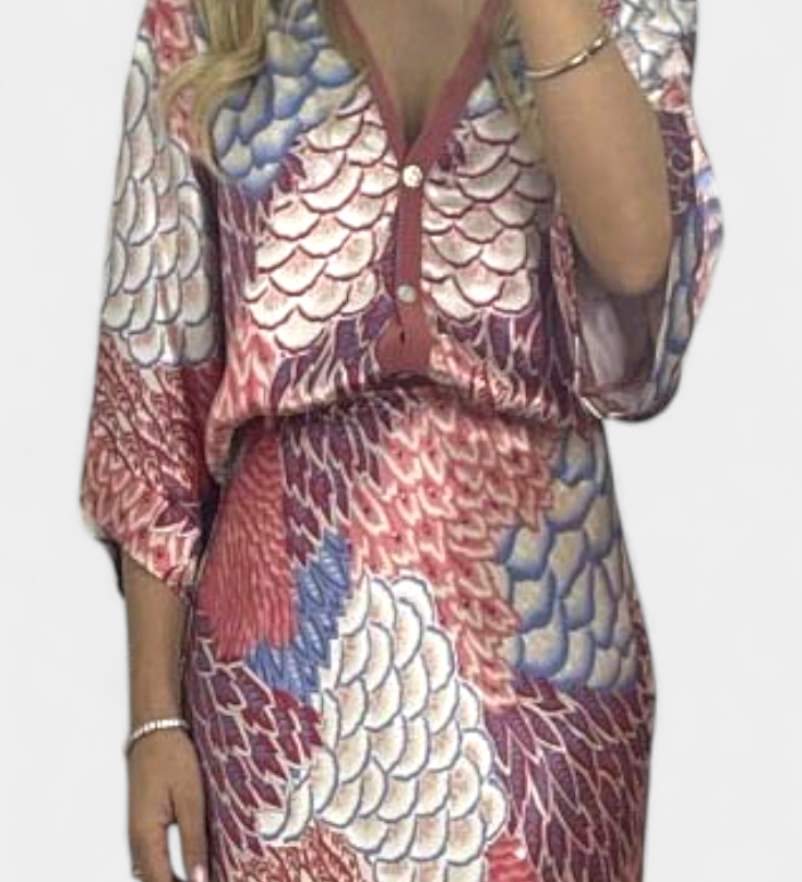 Shae Conjunto Suave de Blusa y Falda de Cola de Pez Floral