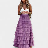 Valerie - Falda boho con dobladillo de satén y malla