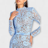Freya - Vestido midi elegante de encaje floral
