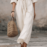 Vestido maxi bohemio tipo camisa sin esfuerzo con cordón en la cintura