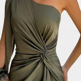 Charlotte Vestido Asimétrico Drapado de Un Hombro