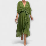 Amoura - vestidos de chifón con escote en V