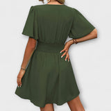 Winslet - Vestido con cintura fruncida y escote en V