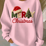 Sudadera casual con estampado navideño para mujeres