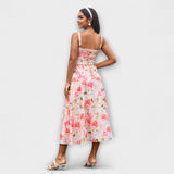 Upanje - vestido rosa con detalle de abertura