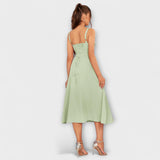 Upanje - vestido rosa con detalle de abertura