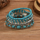 Set de pulseras boho con cuentas turquesas