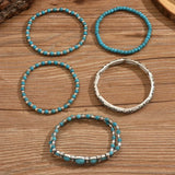Set de pulseras boho con cuentas turquesas