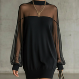 Amélie™ | Elegante Vestido corto negro con mangas de malla
