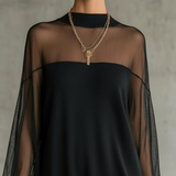 Amélie™ | Elegante Vestido corto negro con mangas de malla