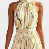 Juliene Vestido Floral Sin Mangas con Cinturón