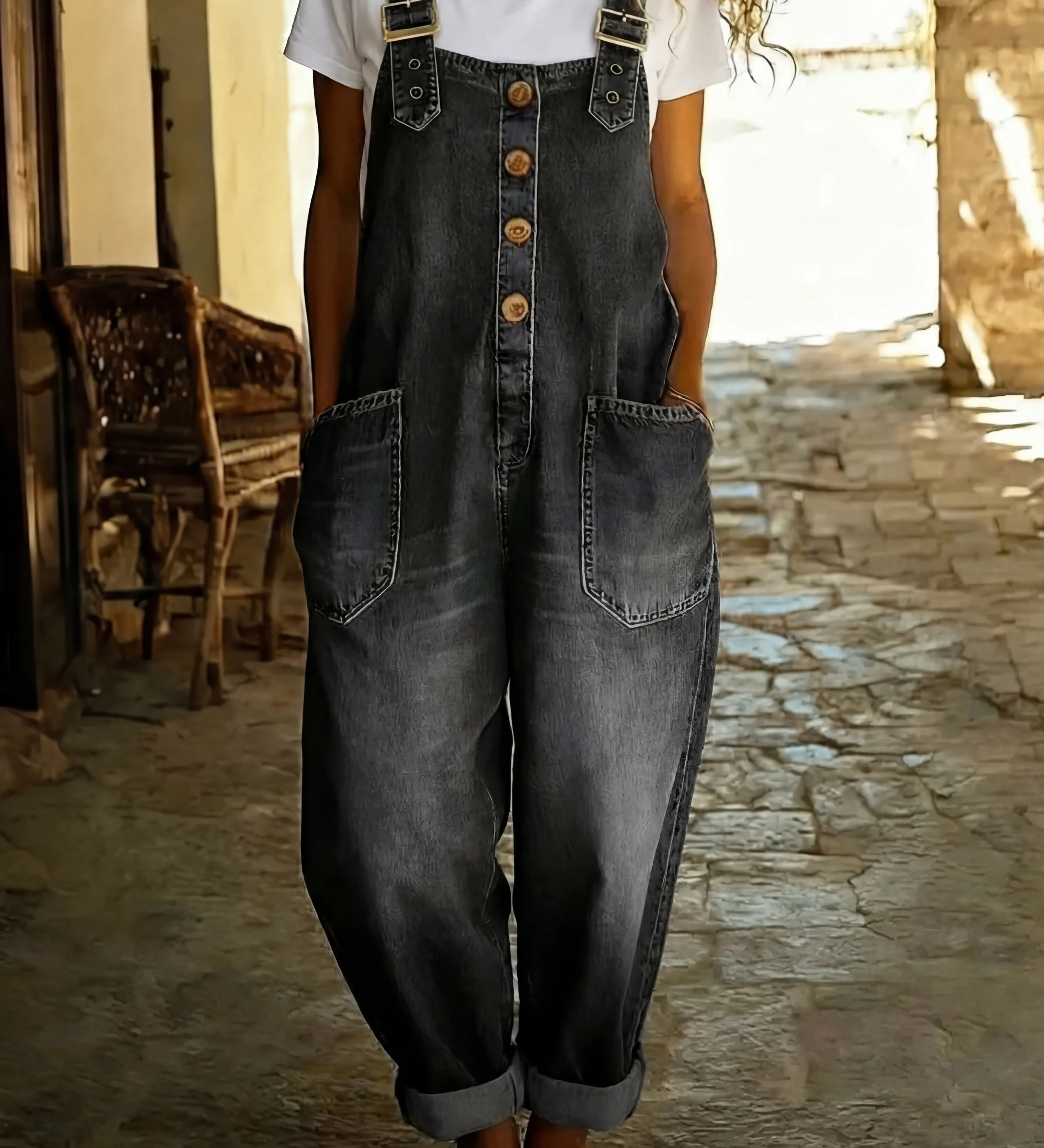 Juul | Mono de denim con tirantes ajustables