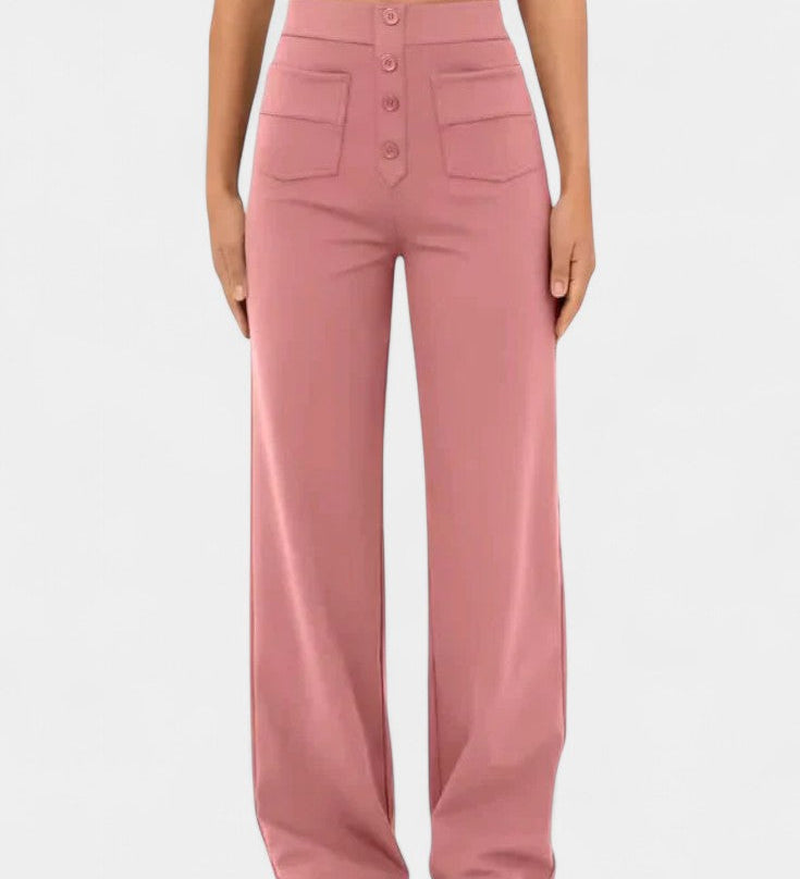 Nova Pantalones Rectos de Cintura Alta y Elasticidad