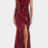 Marleni Vestido Halter con Lentejuelas