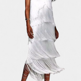 Saidey Vestido con Flecos y Espalda Descubierta