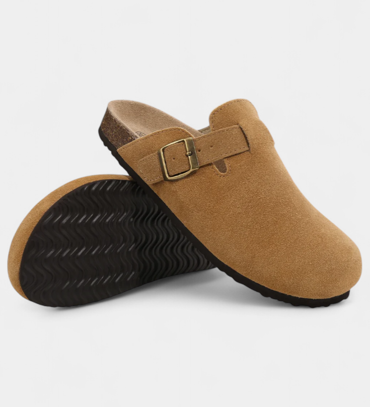 Aubree Zuecos Unisex de Gamuza con Hebilla Ajustable