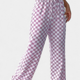 Hilaria Pantalones de Pierna Ancha con Estampado a Cuadros
