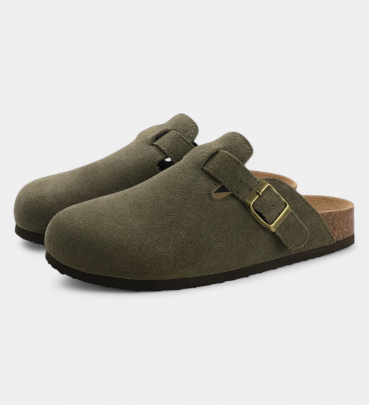 Aubree Zuecos Unisex de Gamuza con Hebilla Ajustable