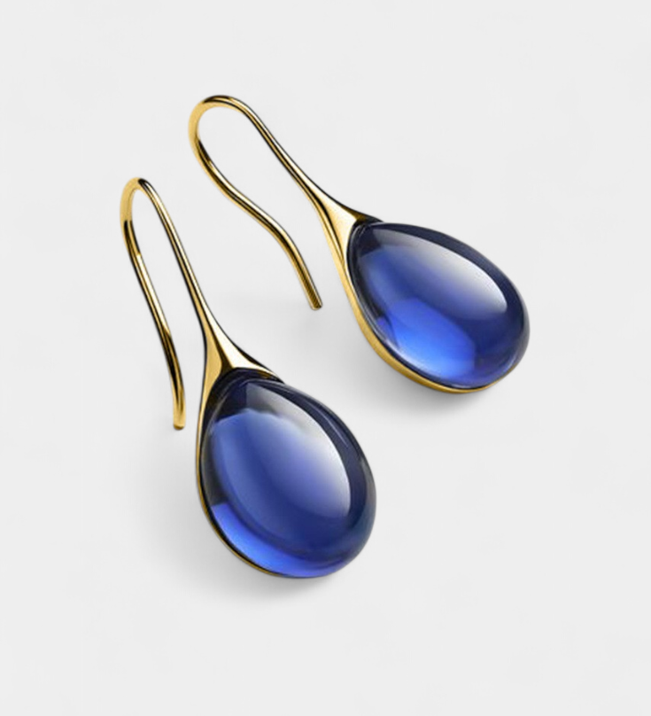 Pendientes de Gota de Cristal en Oro y Plata