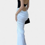 Ariana Vestido Midi Bicolor con Plisado