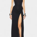 Duchess Vestido Maxi Draped con Abertura Lateral