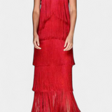 Saidey Vestido con Flecos y Espalda Descubierta