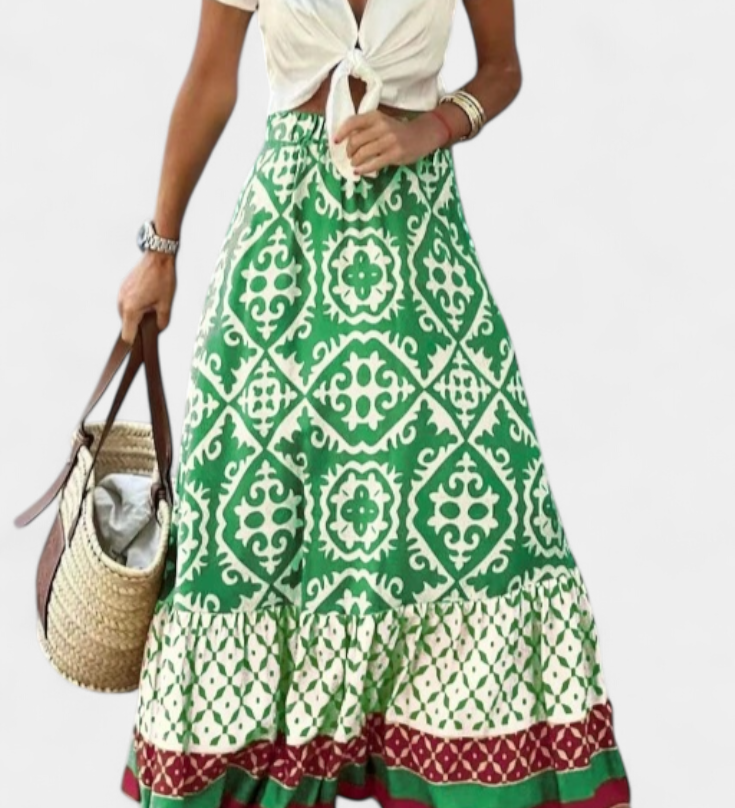 Ethel Falda Maxi Estampada con Volante