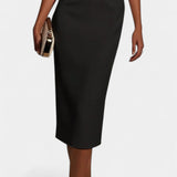Reece Vestido Midi con Perlas y Cuello Redondo