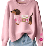 Naomi – suéter de lana con un motivo de dachshund en fieltro